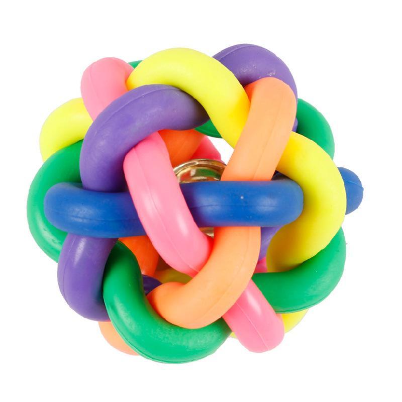 1 Pc Dog Toy Colorful Bell Woven Ball Rainbow Toy Ball Dog Chew Toy Hard Rubber Pet Product