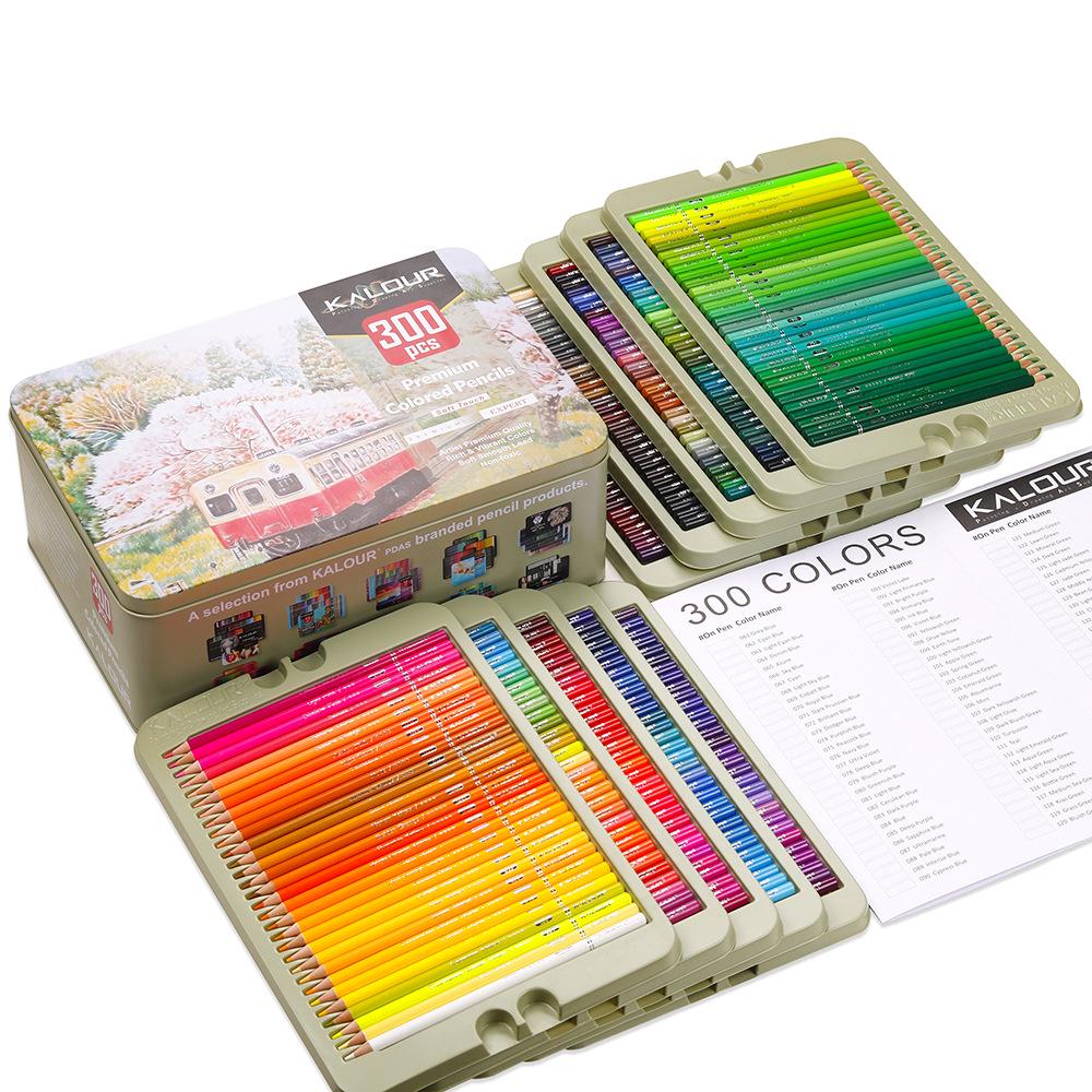Manufacturer's 300-Color Oil-Based Art Drawing Pencil Set - Round Barrel