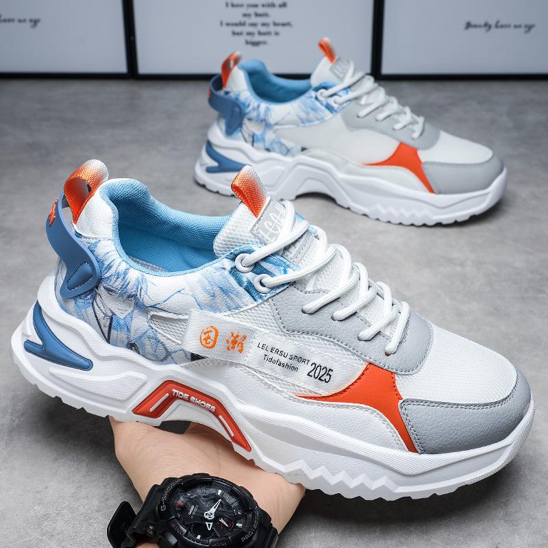 New Platform Running Sneakers Spring Youth Breathable Men's Shoes Heightened Mesh Dad Shoes