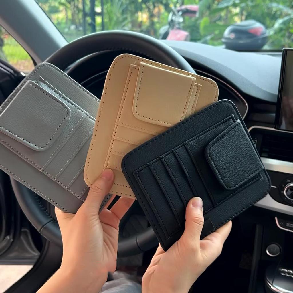 Car Sun Visor Organizer Multi-Pocket Business Card Storage Management Sunglasses Holder Visor Accessories Auto Interior