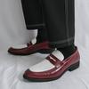 Fashion Open Mouth Laughing Leather Loafers Fashionable Color Blocked Men Low Cut Leather Shoes Elegant Business Office Men Casual Shoes