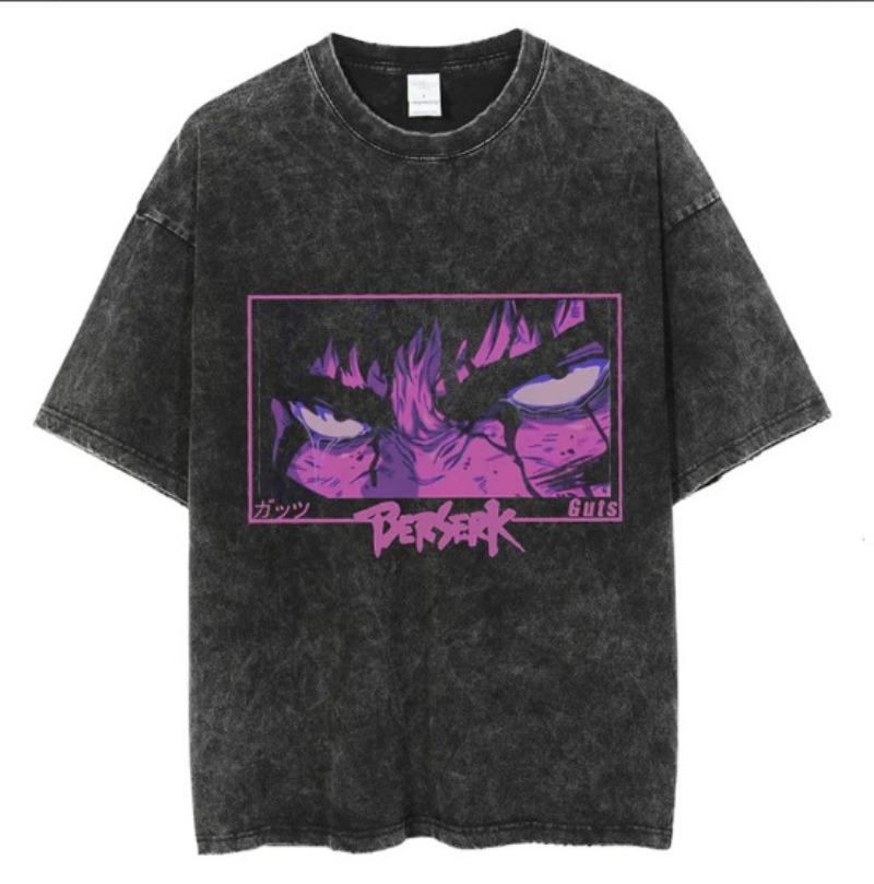 Unisex Hip Hop Men Streetwear Tshirt Washed Black Anime Naruto Graphic T-Shirt Cotton T Shirt Summer Tops Tees Vintage T Shirt