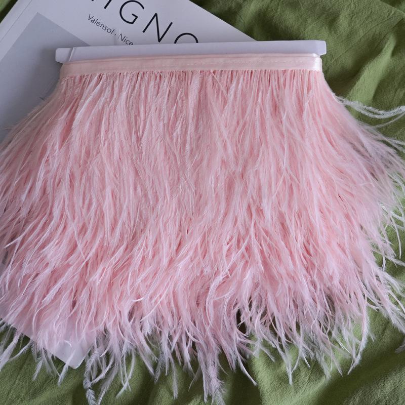 Decorative Feather Cloth Strip 10-15Cm Ostrich Hair Cloth Edge Dress Cuffs Latin Dance Skirt Diy Clothing Accessories