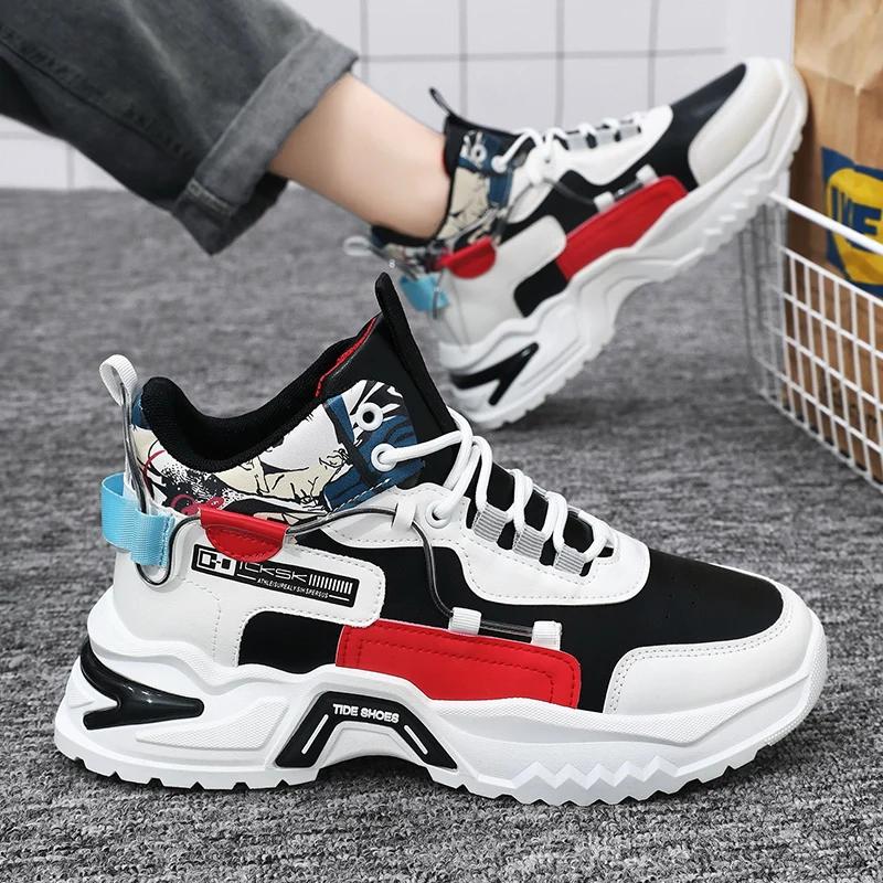 New Men's Sneakers Versatile Casual Running Shoes With Increased Inner Heel EVA Sole Rubber Upper Spring Autumn 2025 Thick Base