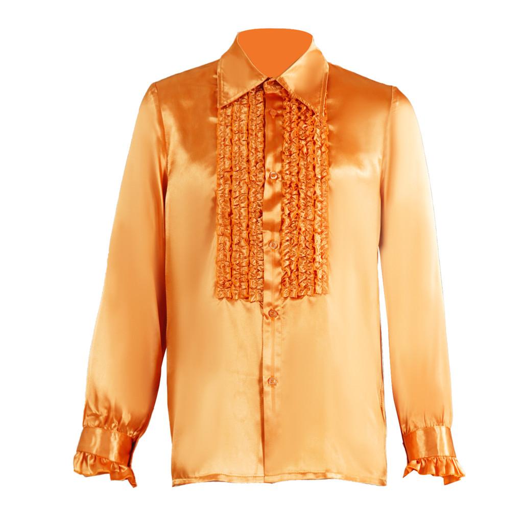 Polyester Satin Ballroom Performance Shirt For Men And Women With Ruffle Details For Halloween Stage Shows
