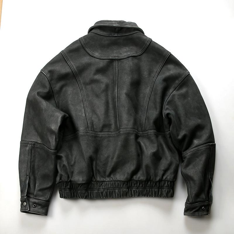 Spring and autumn Hong Kong style leather jacket male ruffian handsome new men's clothing American autumn clothes casual leather jacket