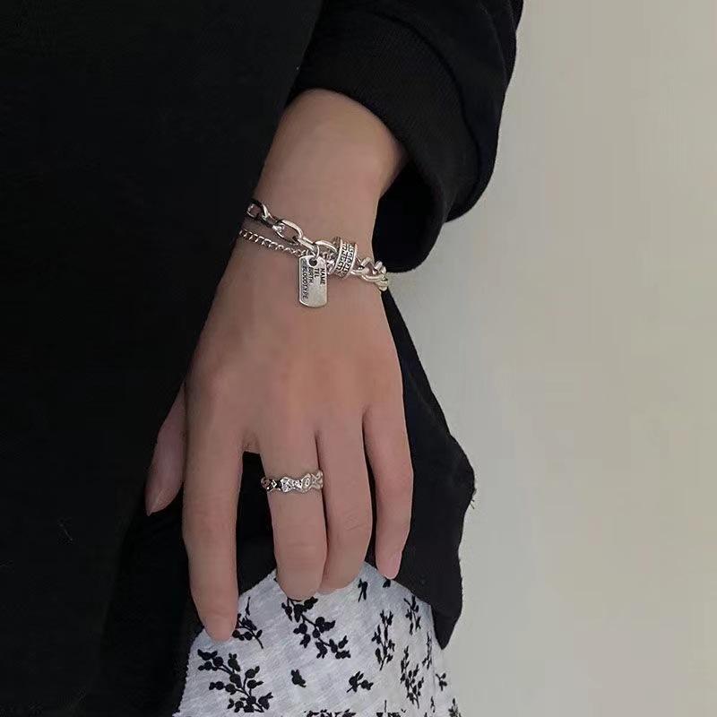 Hip Hop Trend Pendant Bracelet Double Layer Stackable Bangle Women Men Minimalist Niche Pendant Party Jewelry Gifts