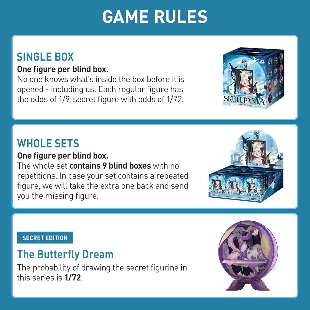 POP MART SKULLPANDA The Mirage Series Figures Blind Box Figures, Random Design Mystery Desk Accessories, Single Box