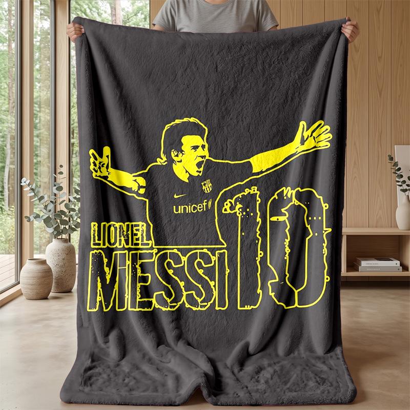 Lionel Messi Theme Blanket Soft Flannel Blanket Plush Throw Blanket Cozy Sofa Bed Blanket for Home Decor