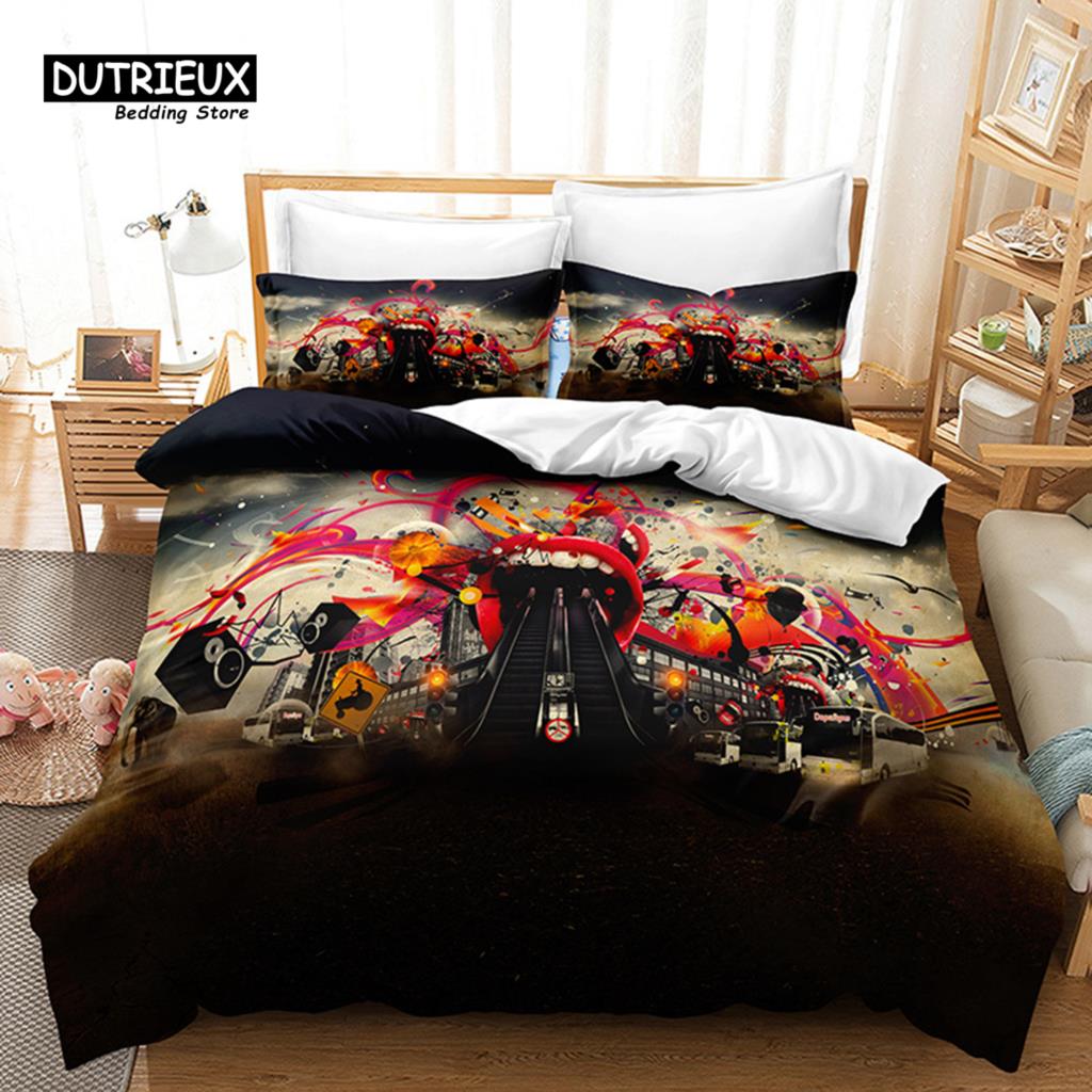 Psychedelic Swirl Duvet Cover Luxury Abstract Geometric Bedding Set Chic 3D Comforter Cover King For Girls Adults Bedroom Decor