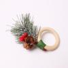 6pcs with Red Berries Christmas Pine Needle Napkin Ring Wooden Napkin Buckle  Restaurant