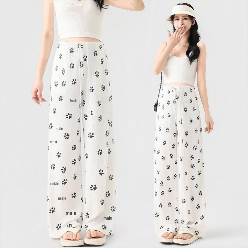 

Summer 2026 Maternity Wide-Leg Pants - Adjustable, No Belly Tightness, Thin, Printed Yamamoto Style for Women M