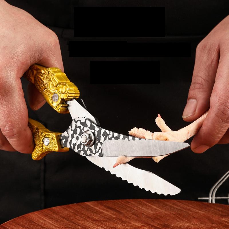 Stainless Steel Kitchen Scissors  Powerful Chicken Bone Scissors Chicken Duck Fish Cutter Shears Deli Vegetable Scissors