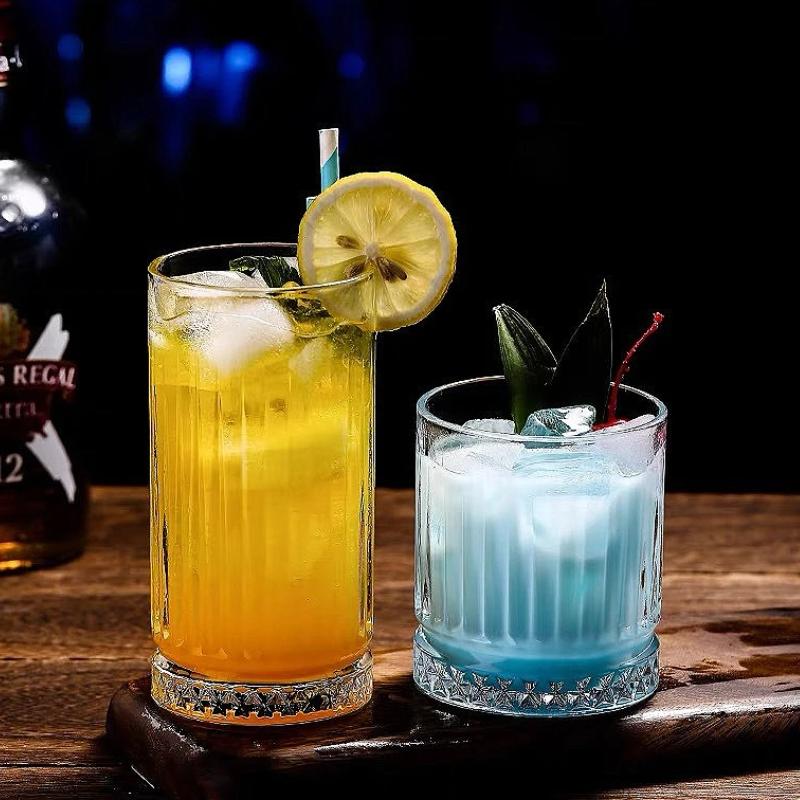 100ml/230ml/370ml/450ml Luxury Wine Glasses High End Whiskey Glass Striped Cocktail Glass Juice Beverage Cups Latte Coffee Mugs