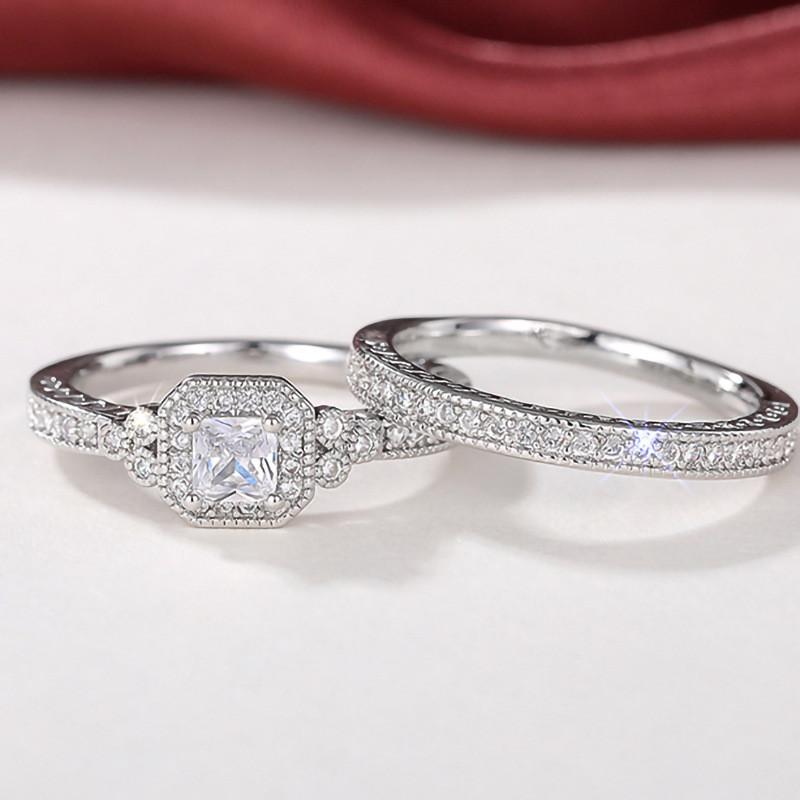 CopperSet Rings for Women S Luxury Cubic Zircon Wedding Accessories Temperament Elegant Female Jewelry