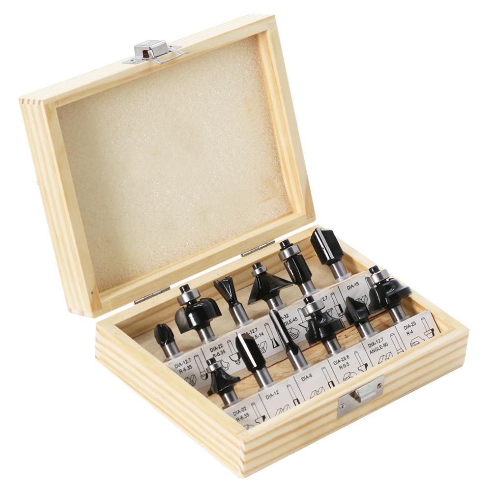12-Piece Set Of 8-Handle Black Woodworking Milling Cutters, Woodworking Engraving Machine/Bakelite Milling/Trimming Machine, Cutter Head Set Of Knives