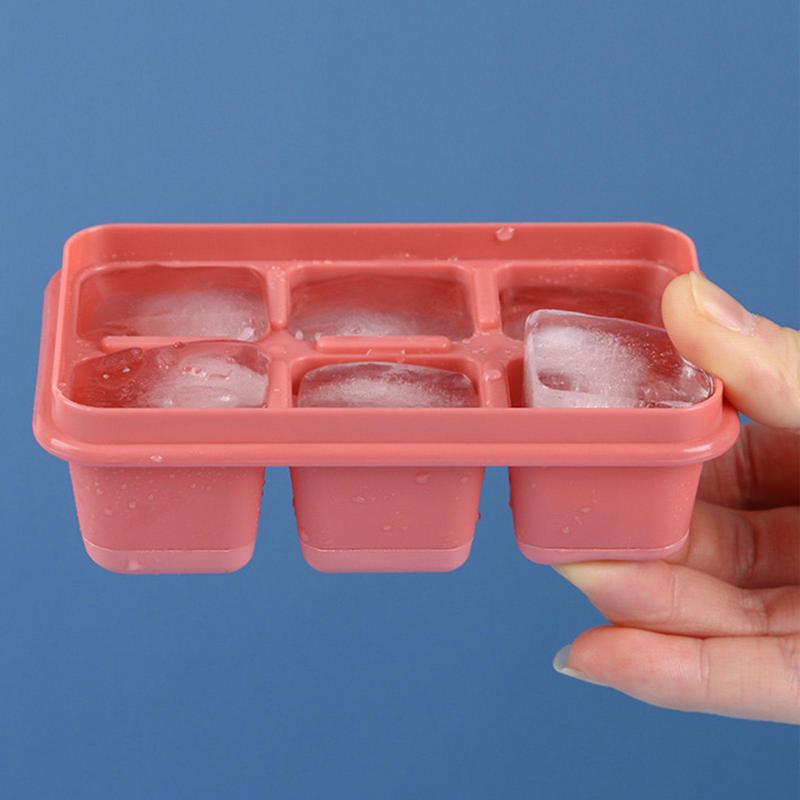 Safe Silicone Ice Cube Molds With Lid 6 Grids Square Ice Molds Reusable Whiskey I Ce Cube Molds DIY Homemade Barware