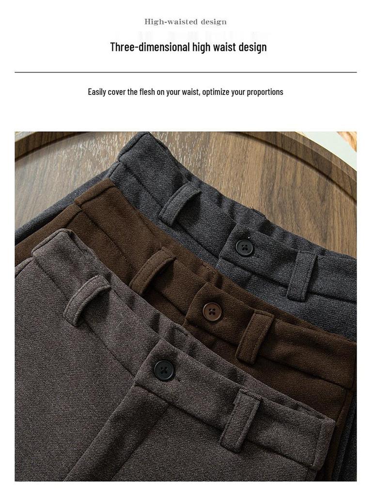 Woolen High-Waisted Wide-Leg Pants for Women - Autumn/Winter 2025, Casual Loose Fit, Thickened Drape.