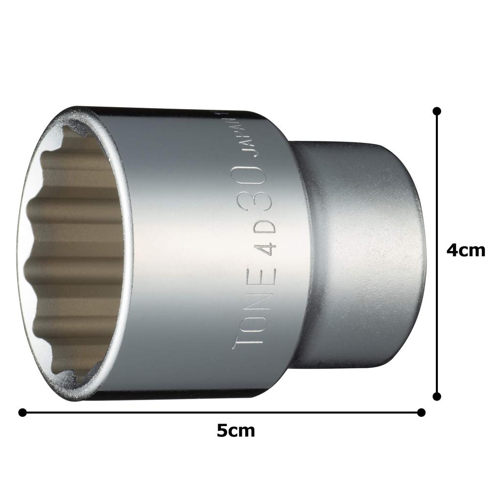 TONE Socket Drive Angle Width Across Flats 30mm (12 Squares) HP4D-30 12.7mm (1/2")
