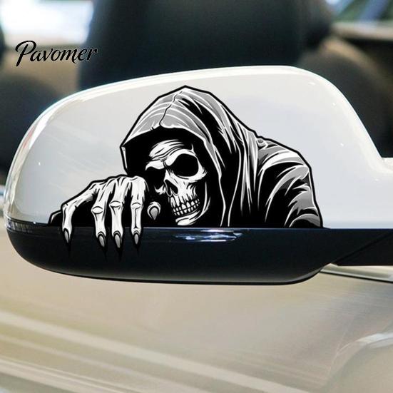 Universal Adhesive Decals Halloween Skeleton Car Sticker Peeking Decal for Window Bumper, Waterproof Vinyl Stickers Horror Skull Wall Laptop