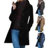 Dámský vlněný kabát střední délky s klopami a jednořadým zapínáním, trenčkot, zimní zateplený svrchník, pracovní, do kanceláře, hráškový kabát