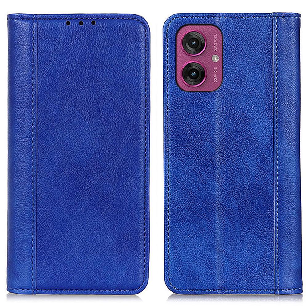 

For Motorola Moto G55 5G Stand Case Split Leather Litchi Texture Wallet Phone Cover Blue