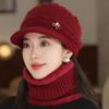 Fashionable and Versatile Wool Peaked Hat with Velvet Ear Protection  Mother's Hat  Cold Proof Knitted Hat