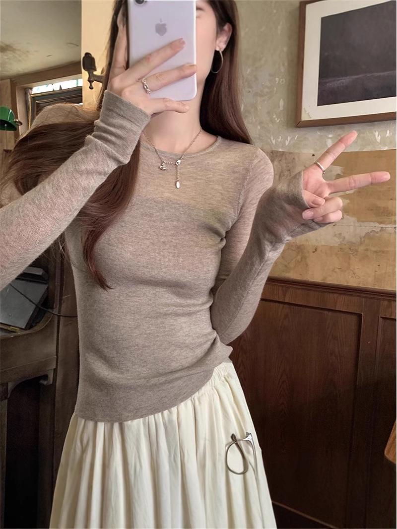 

2025 Новый Элегантный Прозрачный Вязаный Свитер: Изящный дизайн высокого класса для женщин One Size (80-120 jin)