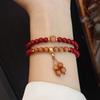 New Chinese Cinnabar Double Circle Bracelet Strawberry Crystal Bracelet. Bangles Women Fashion Jewelry Accessories Gift