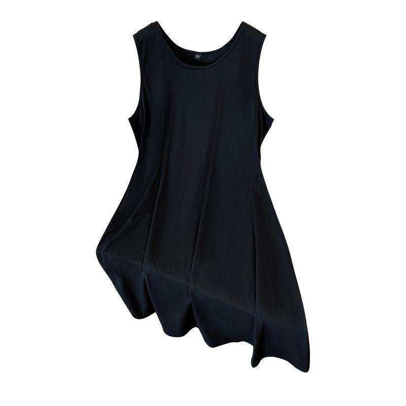 

Export Fashion 100.00kg Plus Size Ladies Summer Clothing Belly-Covering Dress Black 4XL