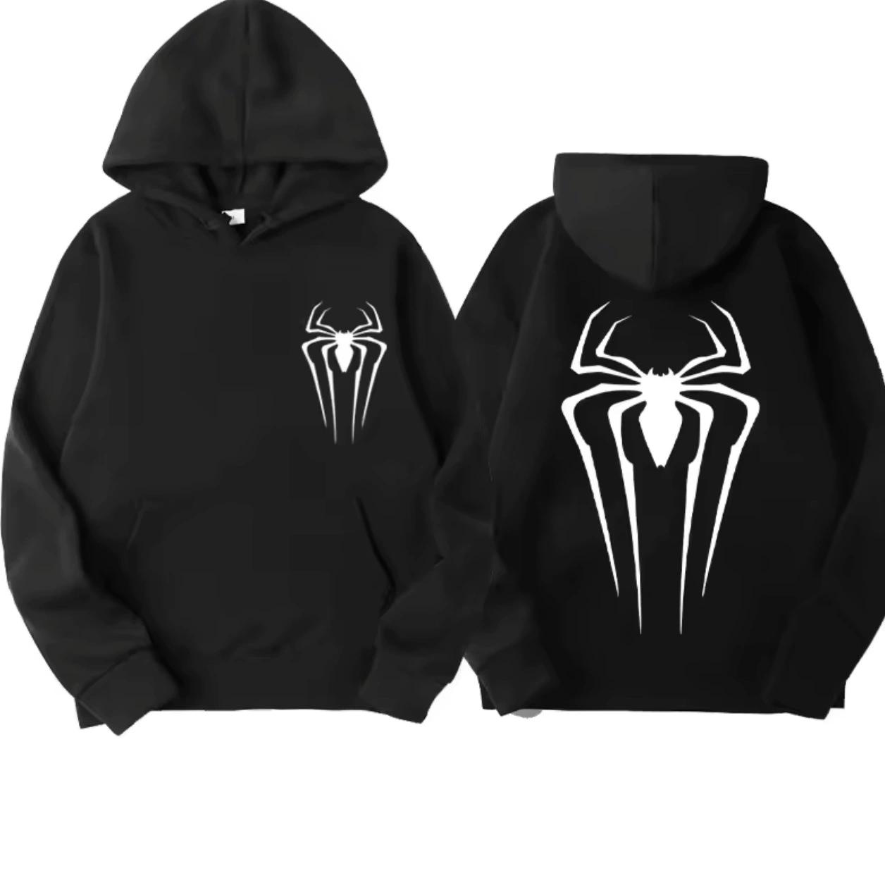 

Худи с принтом паука, модная повседневная куртка XS чёрный