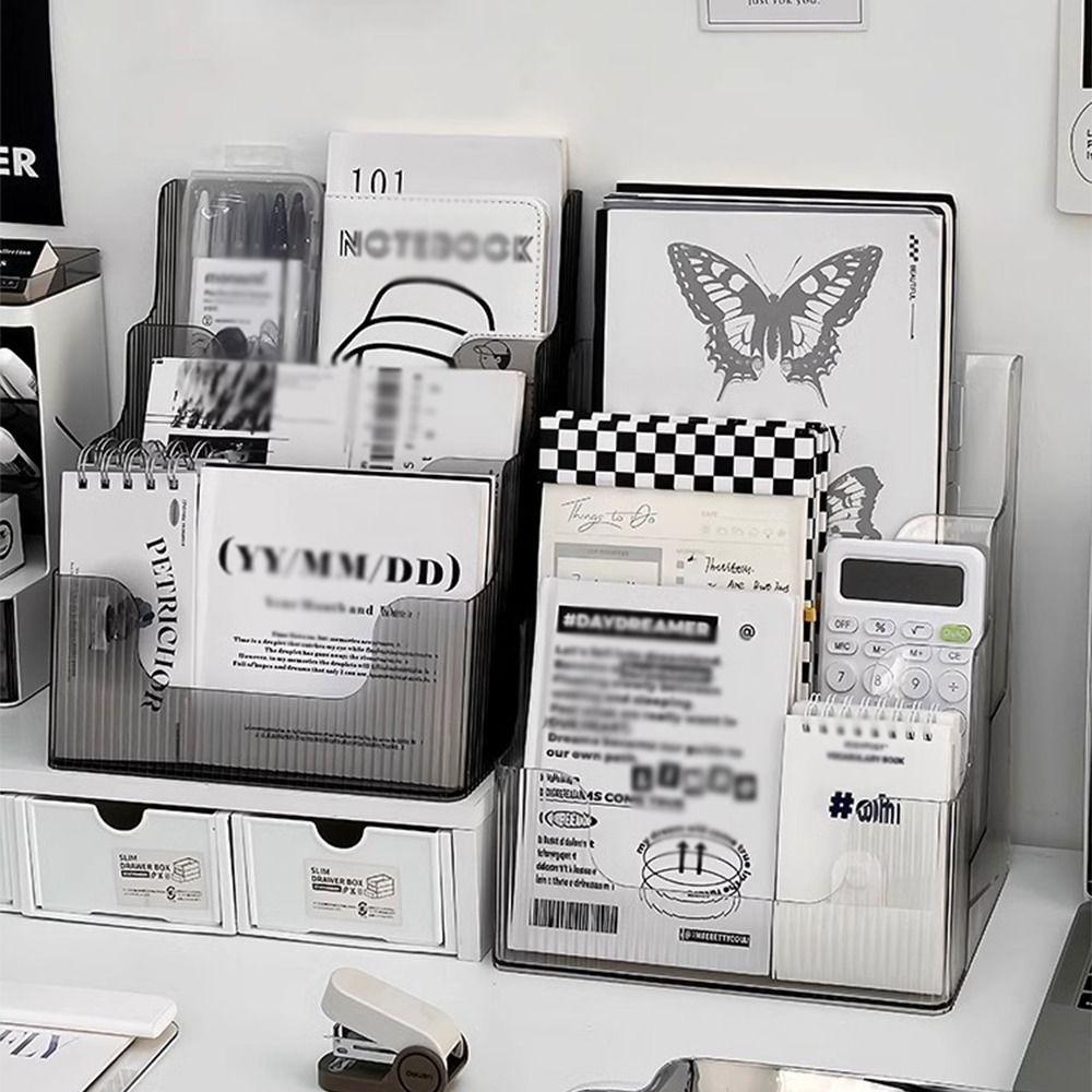 Clear Brochure Display Holder 3 Tiers Desktop Book Stand Pamphlet Flyer Organizer  Study Room