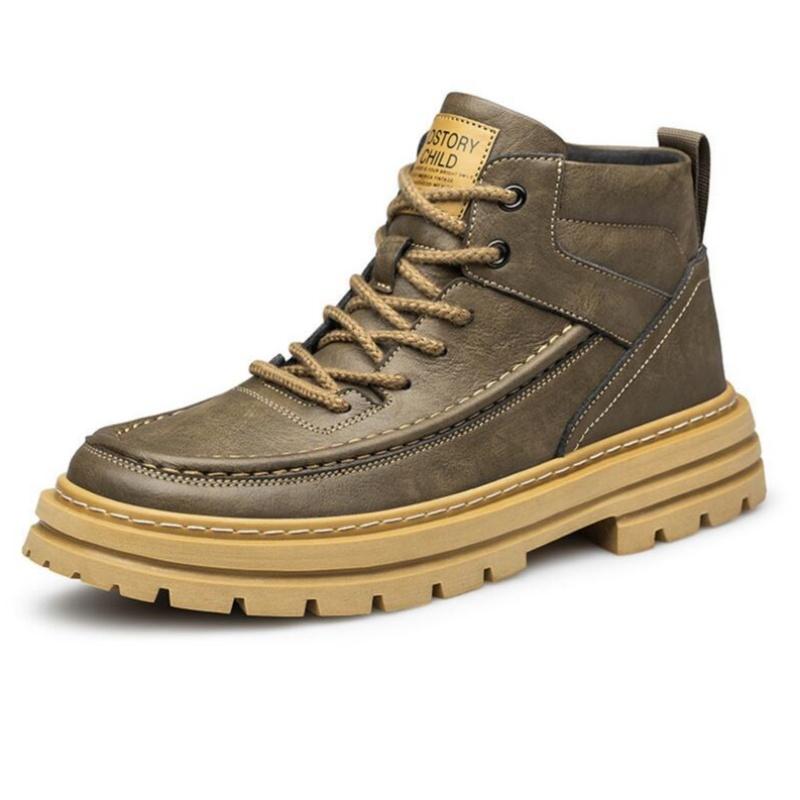 Designer Brand Men's Elevated Shoes Personalized Genuine Leather Boots Men's Outdoor Work Wear Boots Winter High Top Shoes