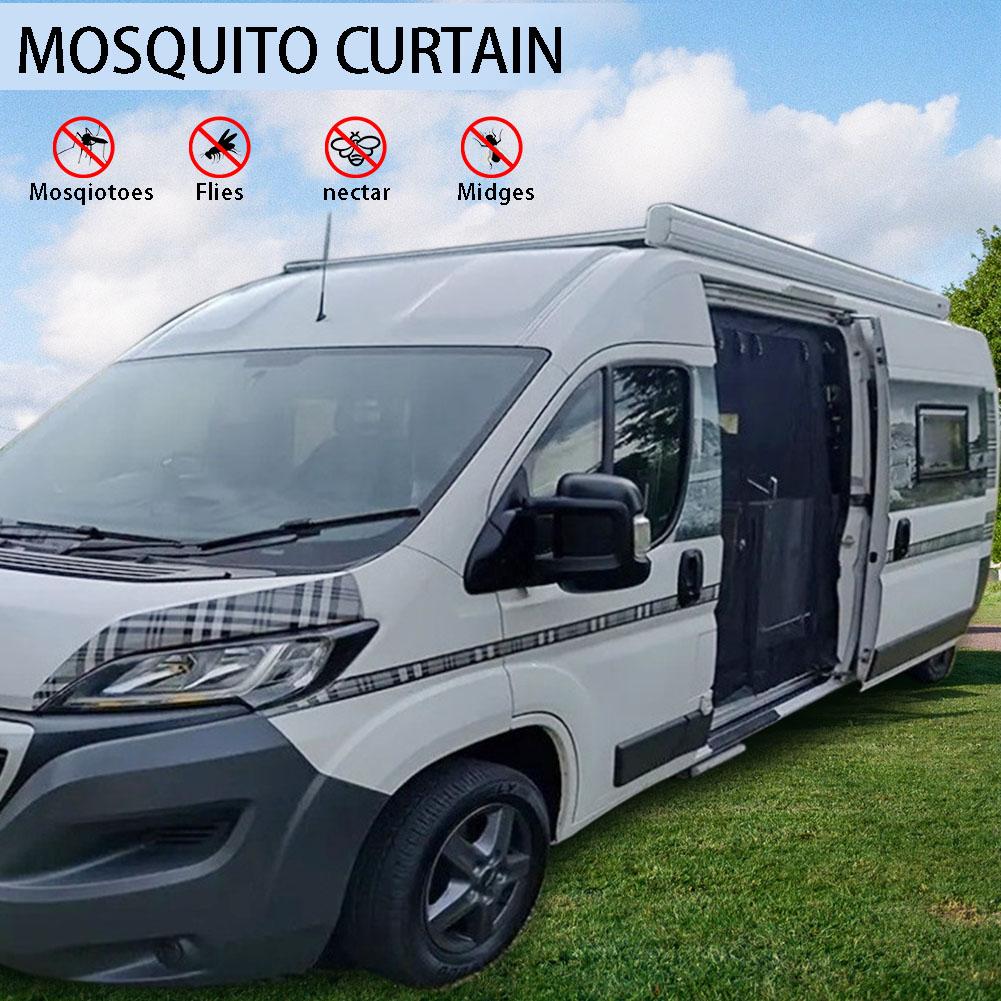 Magnetischer Wohnwagen-Türvorhang mit Reißverschluss Wohnwagen Fliegengitter RV Mückenschutz Türvorhang für Camper Schiebetür Hinten