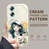 Cute Cartoon Pattern Cream Texture Casing Wavy Edge Soft Silicone Cover Phone Case for OPPO Reno Realme