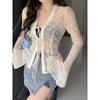 Lace Hollow Out Lace Up Sun Protection Shirt Lace Lace-up Sun Protection Shirt