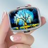 Portable Pill Box with 2 Compartments, Mini Metal Medicine Organizer Case, Cute Printed Pill Container for Vitamins, Pills, Jewelry, Travel, Daily Use