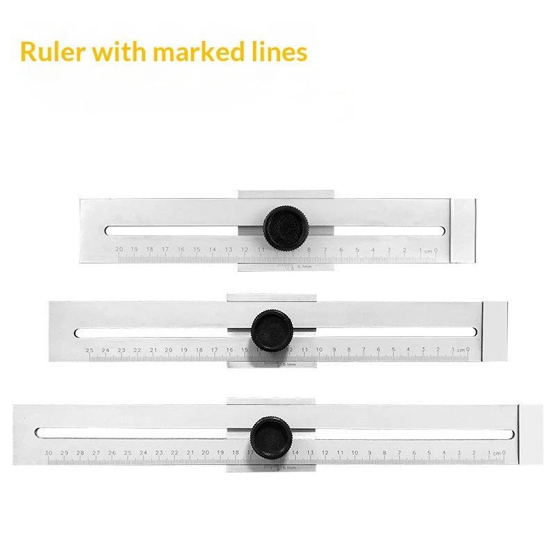 Precision Steel Parallel Ruler Marking Gauge 200-300mm Sliding Line Marker for Woodworking Home Renovation Work