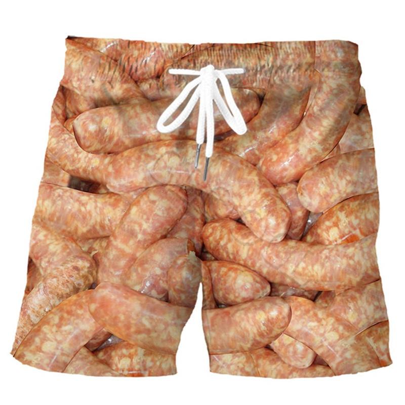 Fashion Funny Sausages Food Graphic Kids Beach Shorts 3D Printing For Kids Casual Shorts Cool Boy's and Girl's Shorts