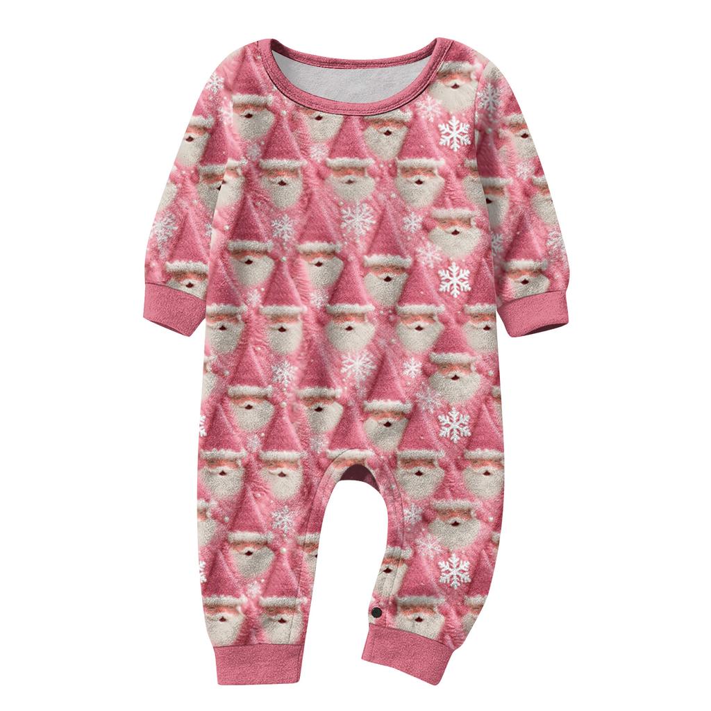 Set de pijama din flanelă cu imprimeu de Crăciun coordonat pentru familie, cu bluză cu mânecă lungă și pantaloni