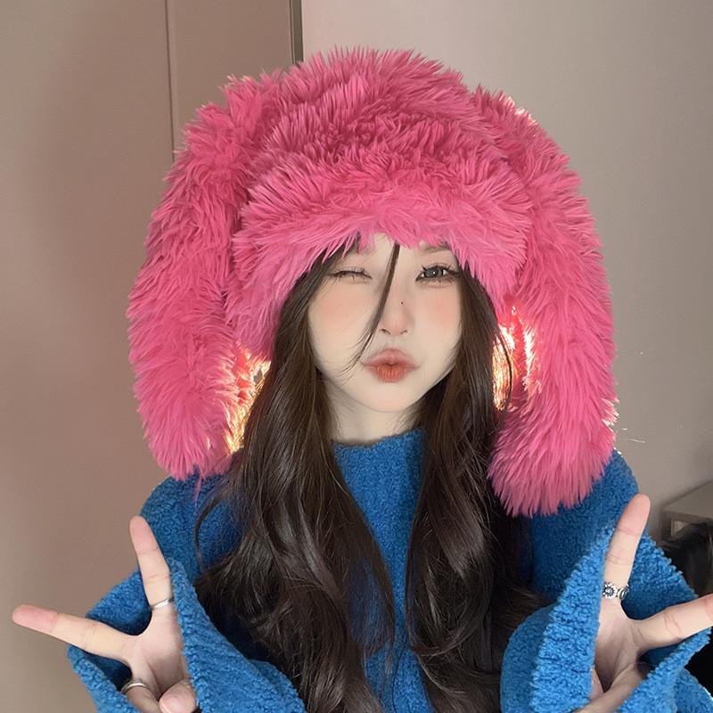 Soft Fluffy Eared Fisherman Cap With Insulation And Wind Resistance For Autumn Winter