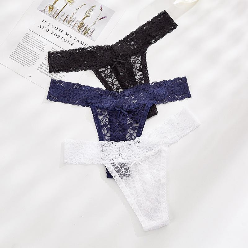 Sexy Thong Briefs Lace Underpant Women's Underwear Plus Size Transparent Panties Hollow Out Lingerie Women's T-panties