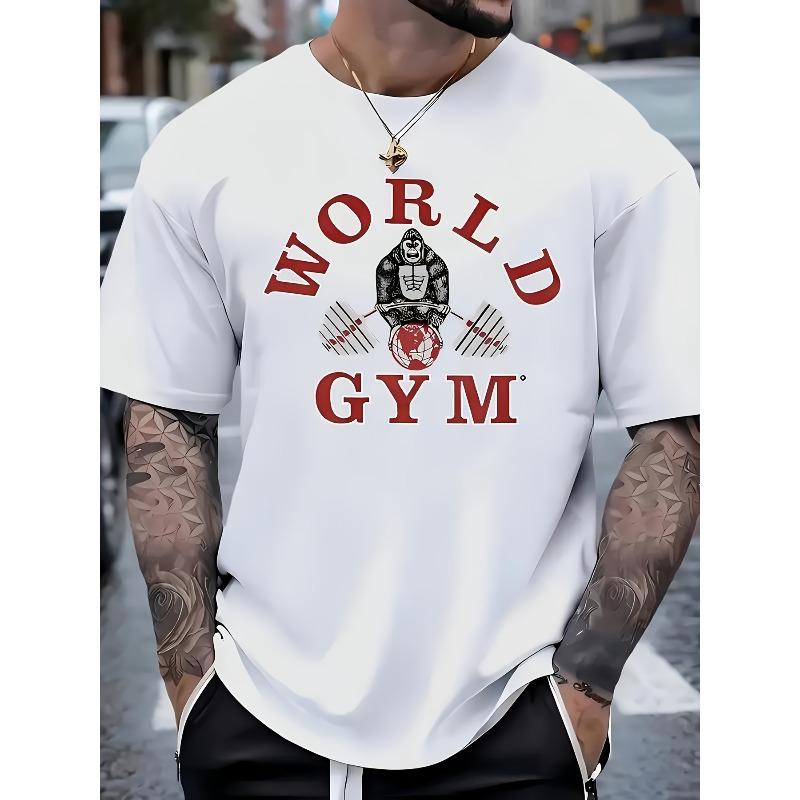 Rozmiary europejskie Męska Moda Modna do sportu Koszulka z krótkim rękawem | Elastyczny Komfort, Nadruk 2D Wzór geometryczny, Okrągły dekolt, Dzianina