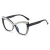 Large Frame Cat-Eye Anti-Blue Light Reading Glasses with Handmade Diamond Decoration