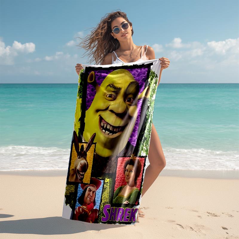 1pc Shrek3 Beach Towel, Comfortable and Thick, and Swimming/Bath/Picnic/Camping Towel, Suitable for Seaside Beaches