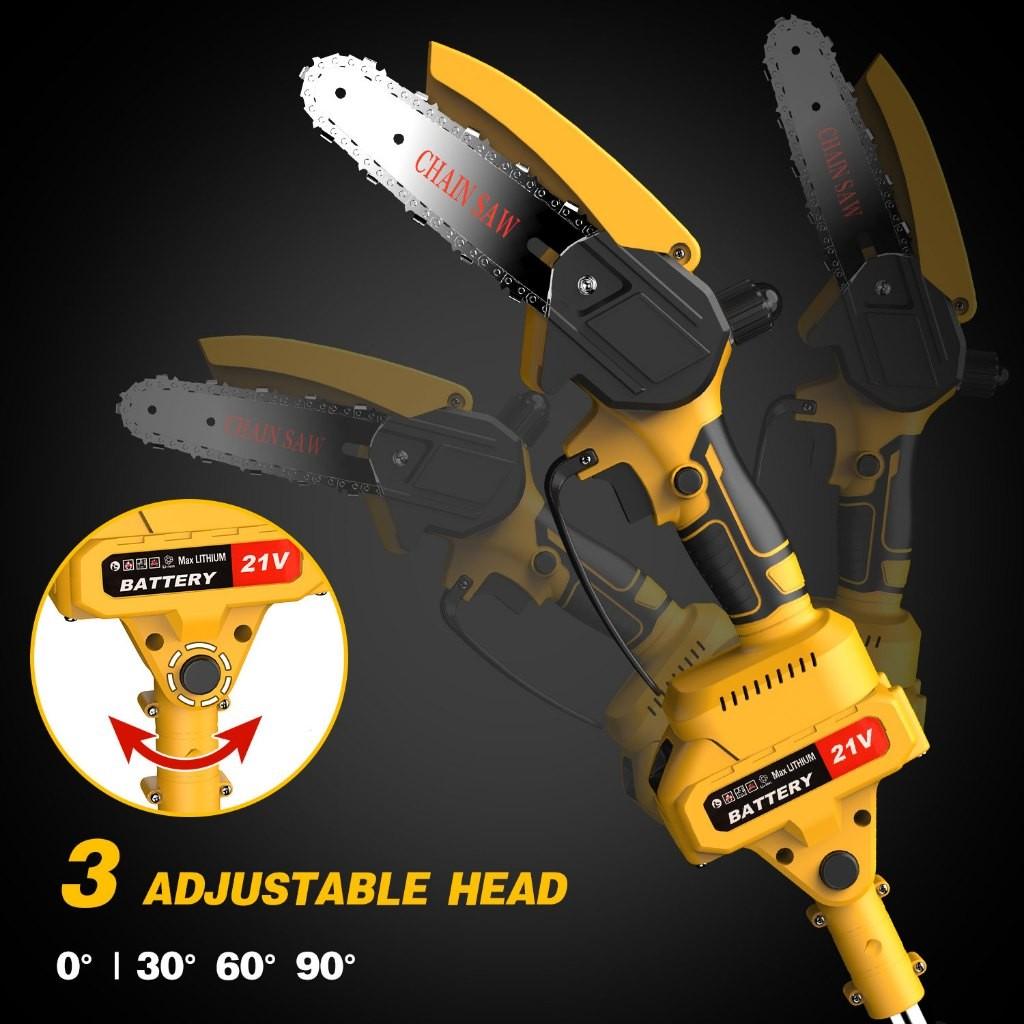 6 Inch Mini Electric Chainsaw 2-IN-1 Cordless Pole Saw Fast Powerful Cutting Tree Brushless Pruning Shears