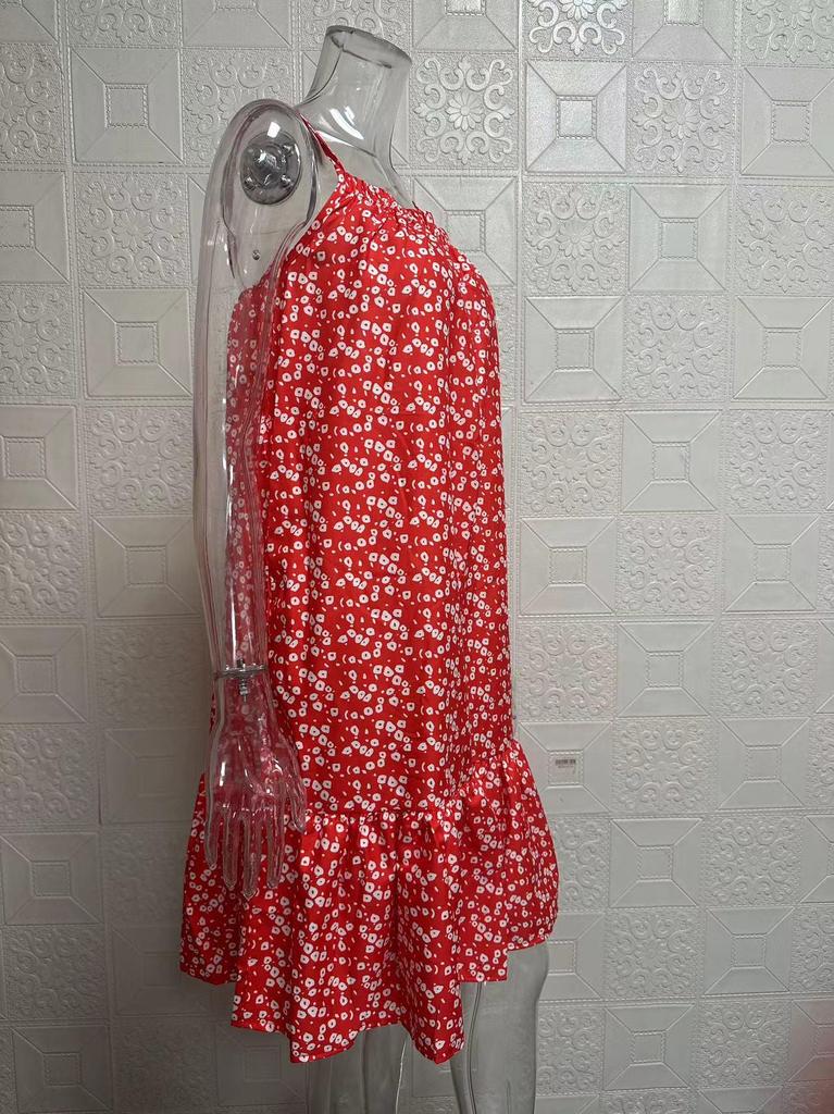 2025 Summer Floral Sleeveless Spaghetti Strap Dress - European American Pastoral Style