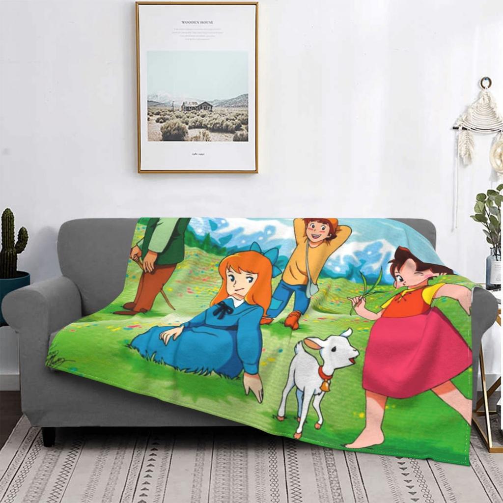 Heidi Ein Mädchen aus den Alpen Decke Fleece Ganzjahres niedlicher Cartoon Multifunktionale Weiche Kuscheldecke für Bettwäsche Schlafzimmer Bettüberwürfe