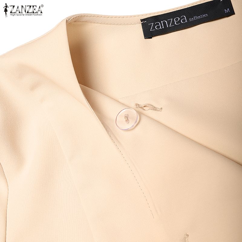 ZANZEA Tenues deux pièces pour femmes : chemisier à manches longues et jupes