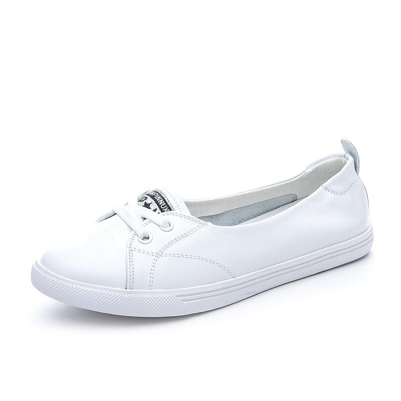 

6612 and 18122 leather little white shoes women s flat bottom new versatile casual shoes breathable shallow mouth single 34